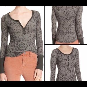 Leopard print henley